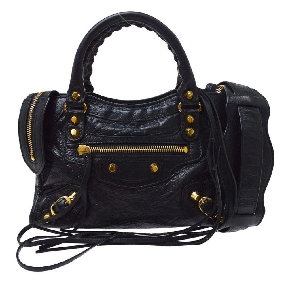 Balenciaga City Leather Black Leather Handbag
